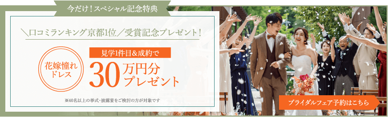 みんなのウェディング・口コミランキング3年連続1位受賞記念